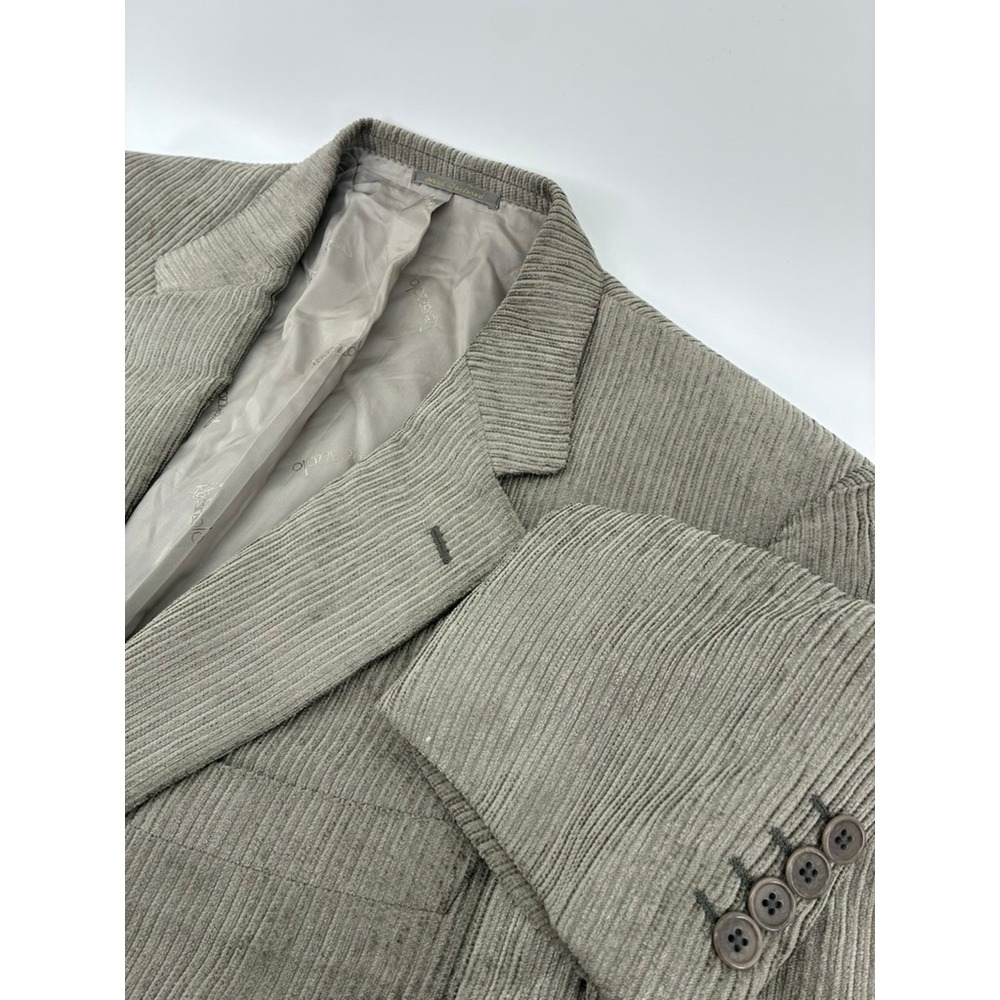 Ravazzolo Italy 100% Silk Corduroy Sport Coat Blazer Mens 60 Taupe Hand Tailored